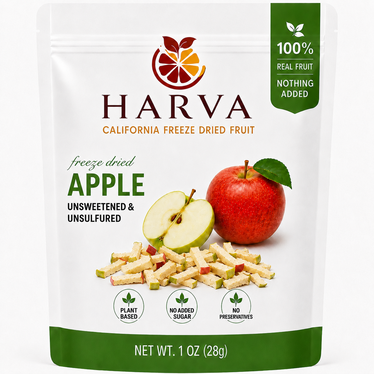Harva freeze dried apple product bag