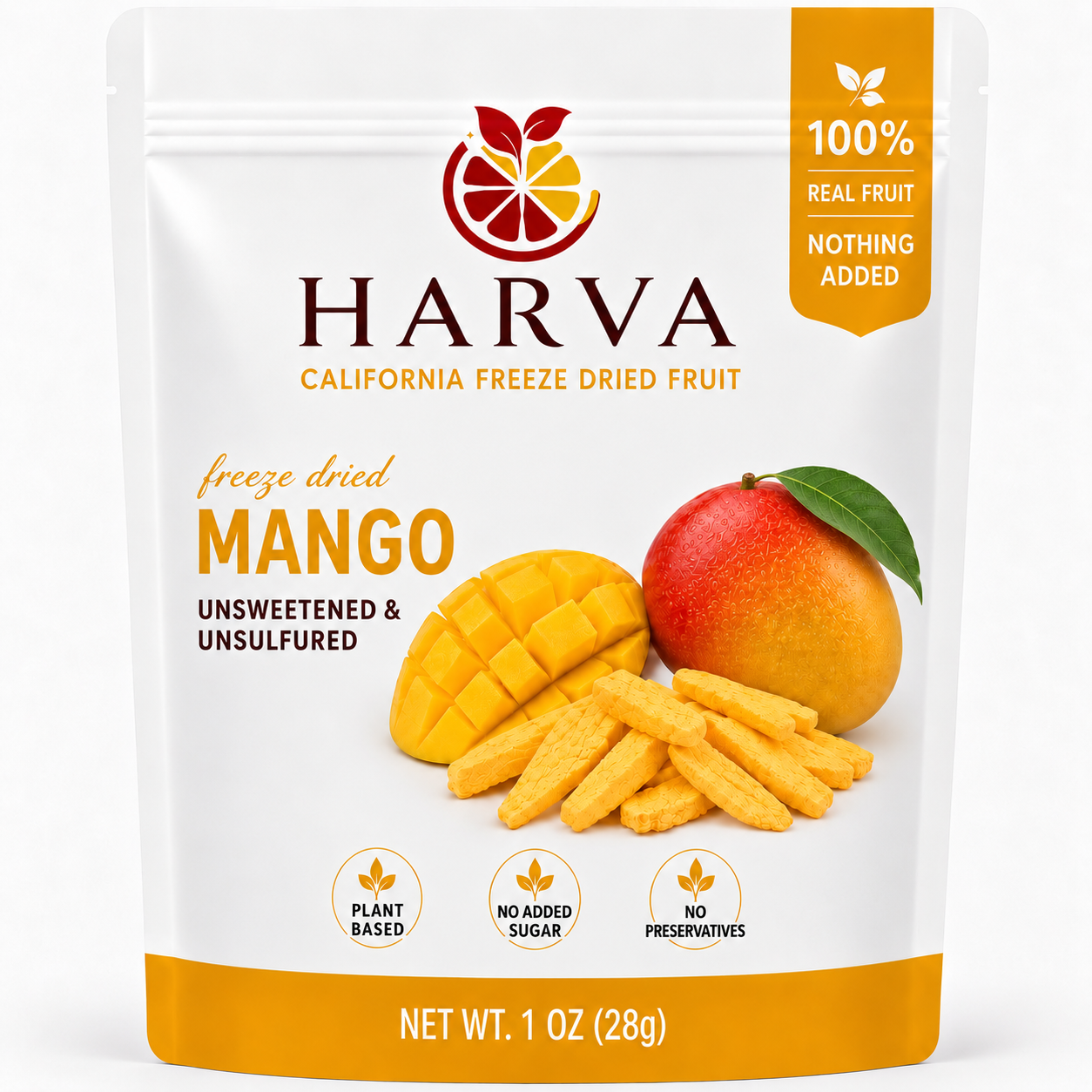 Harva freeze dried mango product bag